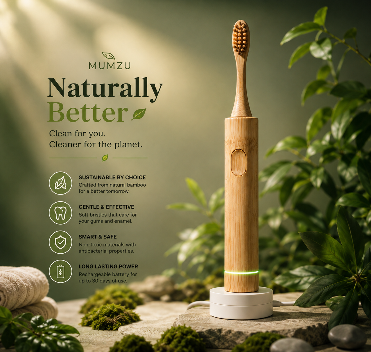 Mumzu Bamboo Electric Toothbrush