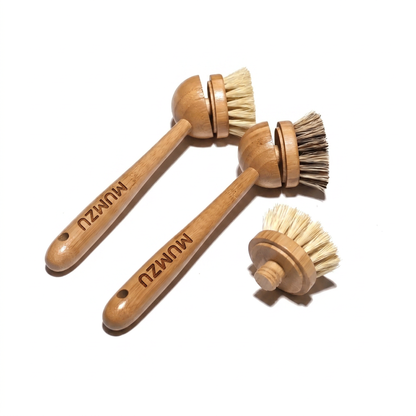 Natural Bamboo Scrub Brush Set