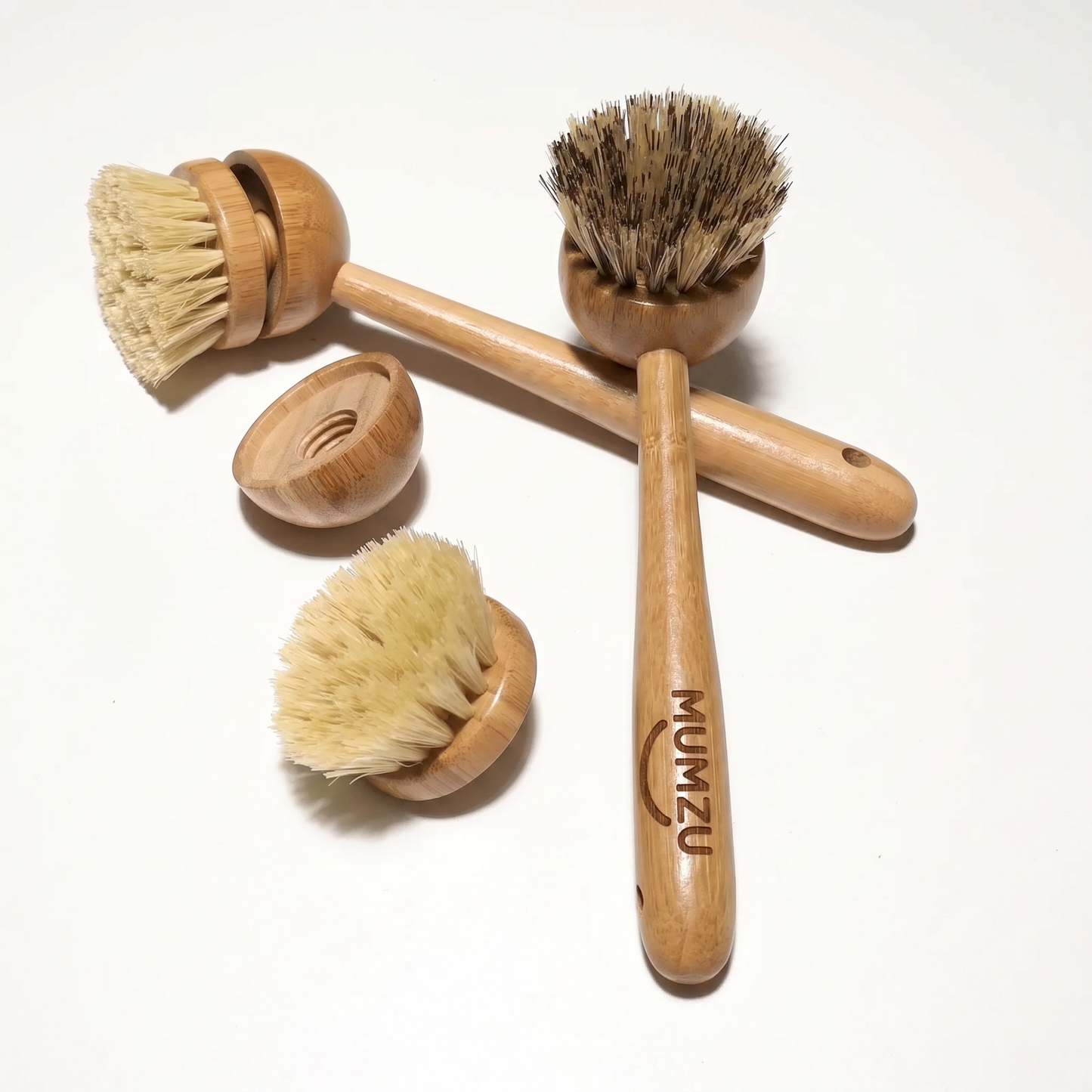 Natural Bamboo Scrub Brush Set